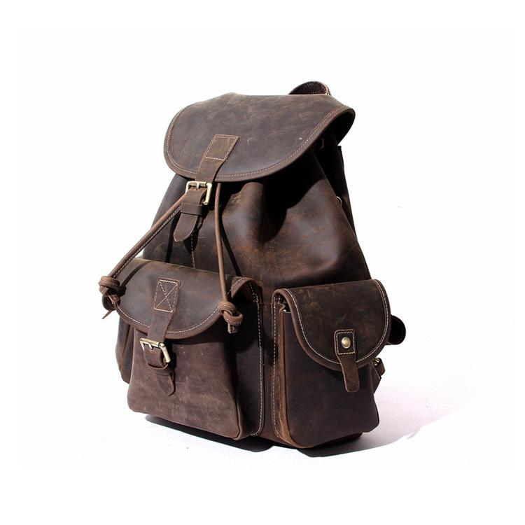 Alt View 9. Steel Horse Leather - The Asmund Backpack | Genuine Leather Rucksack - Dark Brown.