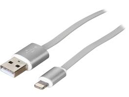Nippon Labs - USB-LI-6-SL Silver Aluminum MFI Lightning Flat Cable with Silver Connetors and Silver Cable