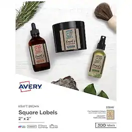 Avery - Print-to-the-Edge Laser/Inkjet Square Labels, 2" x 2", 300 Labels/Pack - Kraft Brown