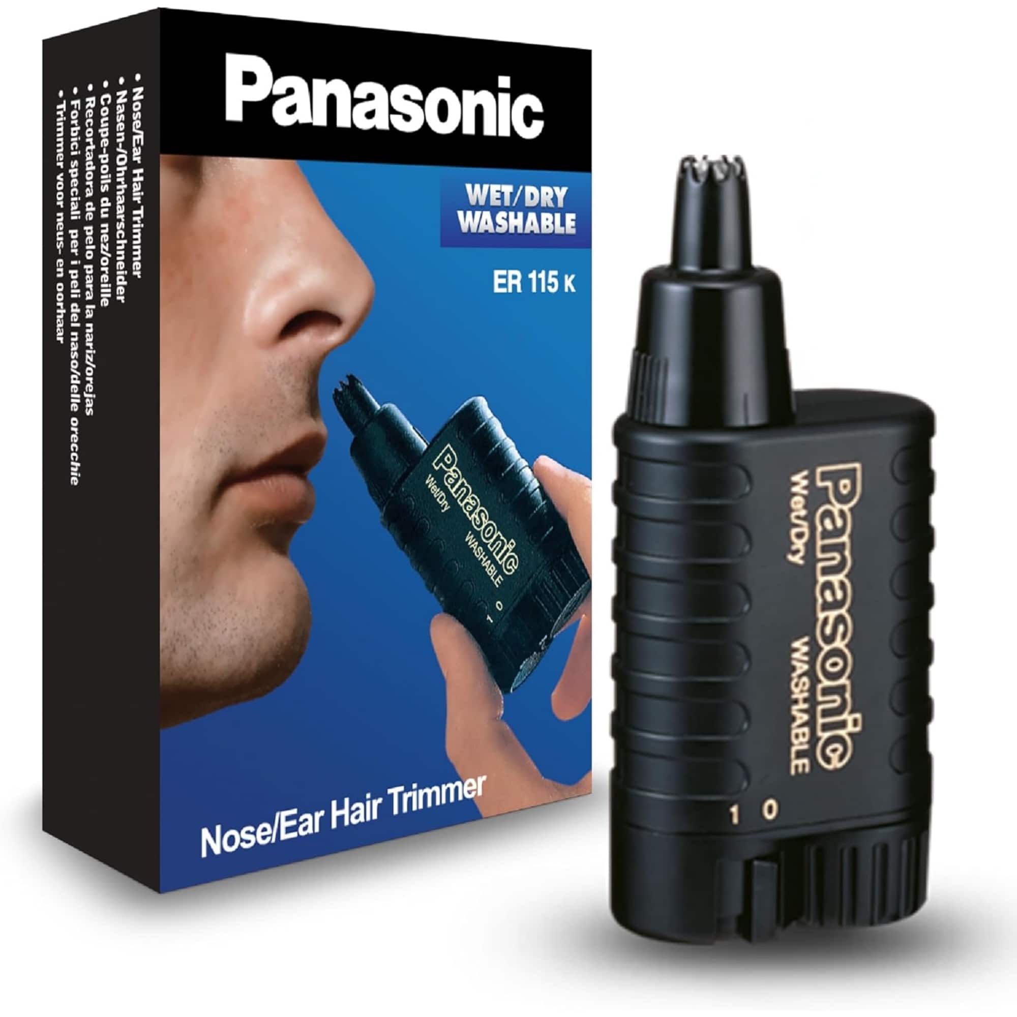 Panasonic - ER115 Nose and Ear Hair Trimmer - Wet Dry Rotary Grooming Tool - ER-115-MI