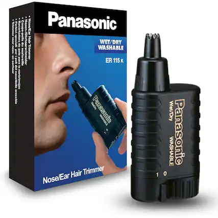 Panasonic Nose/Ear Hair Trimmer
WET/DRY WASHABLE
ER 115 K
Nasen-/Ohrhaarschneider
Coupe-poils pour nez/oreille
Nose/Ear Hair Trimmer
Forbici Recortadora Coupe-poils Naso/Orejas
Nasen-/Ohrhaarschneider
Hair Trimmer WASHABLE per pelo - en peli para nez/oreille
Nose/Ear Hair Trimmer
WET/DRY WASHABLE Panasonic