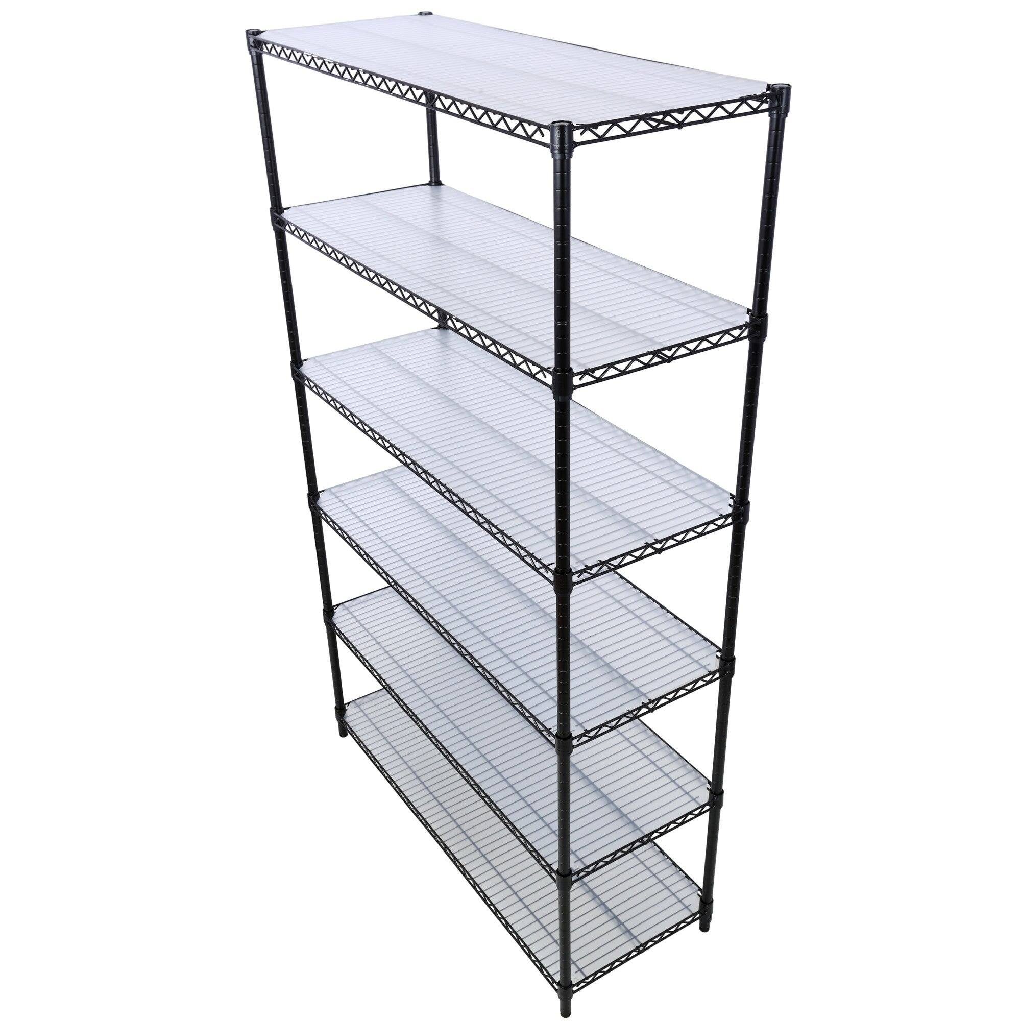 Alt View 1. Boyel Living - 6 Tier Metal Black Shelf Wire Shelving Heavy Duty Adjustable Storage Rack with Wheels Shelf Liners 84H x 48L x 20D - Black.