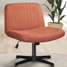 Neo Chair - Criss Cross Chair No Wheels Armless Cross Legged Office Desk Comfy Vanity Makeup Chair for Home Office Fabric - Standard-Brown