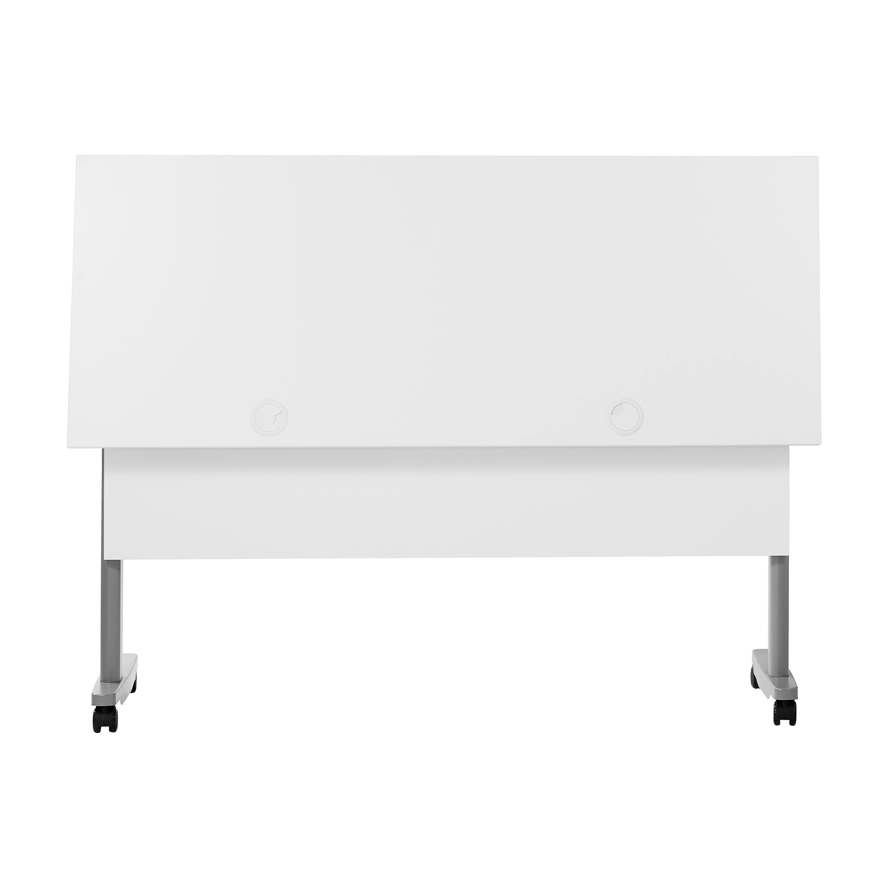 Alt View 9. Emma + Oliver - Hahn Heavy-Duty Flip Top Training Table with Nesting Design, Privacy Panel, T-Legs, Tabletop, Metal Frame - White Top/Gray Frame.