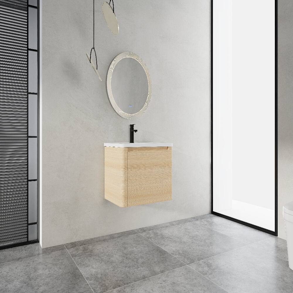 Alt View 1. Loheer - Loheer 28 inch wall mounted bathroom vanity American White Oak - American White Oak.