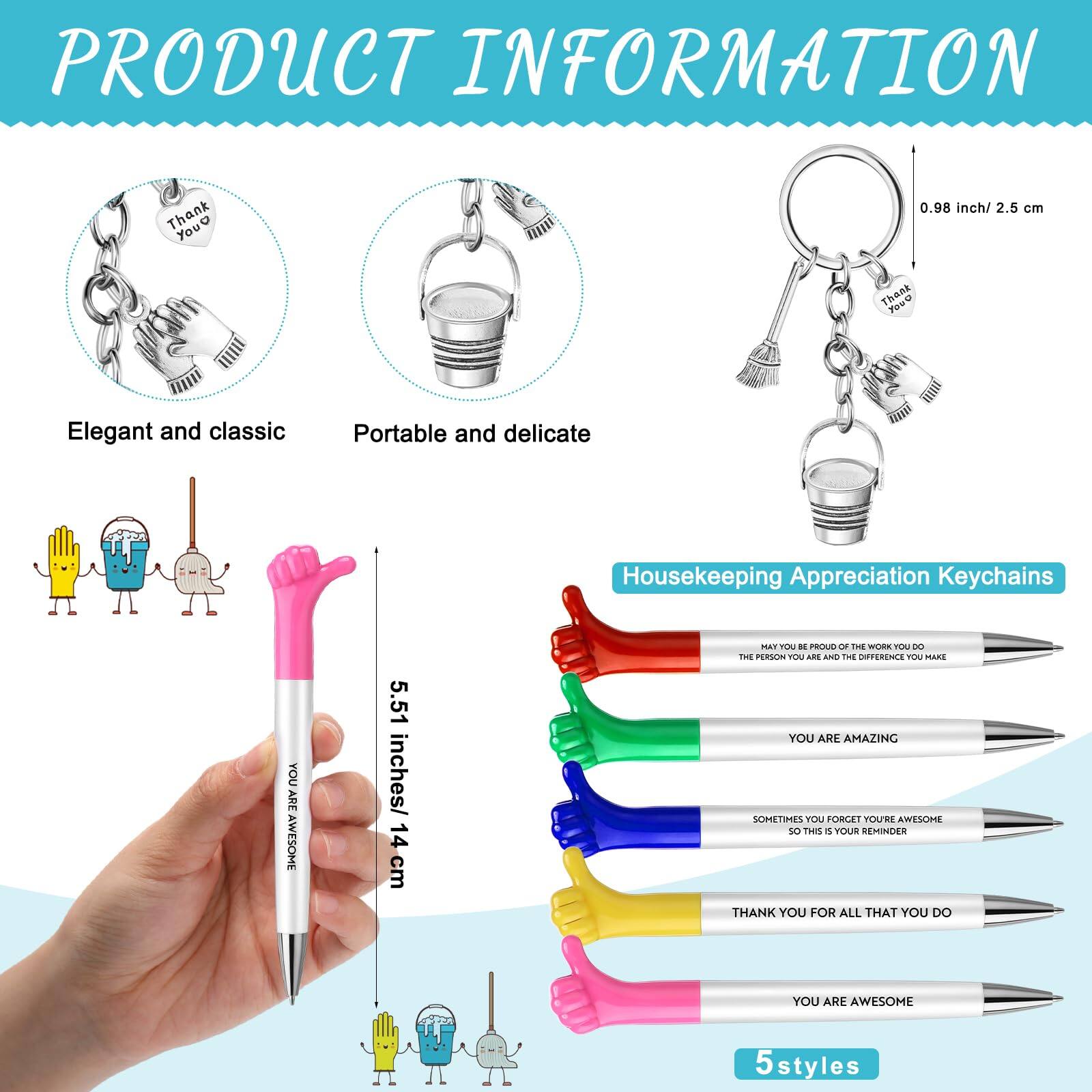 **PRODUCT INFORMATION**

- **Elegant and classic**
- **Portable and delicate**

**Housekeeping Appreciation Keychains**

- **0.98 inch / 2.5 cm**
- **5.51 inches / 14 cm**

**5 styles**

1. **YOU ARE AWESOME**
2. **YOU ARE AMAZING**
3. **SOMETIMES I FORGET YOU'RE AWESOME, SO THIS IS YOUR REMINDER**
4. **THANK YOU FOR ALL THAT YOU DO**
5. **HAY YOU BE PROUD OF THE WORK YOU DO, THE PERSON YOU ARE AND THE DIFFERENCE YOU MAKE**