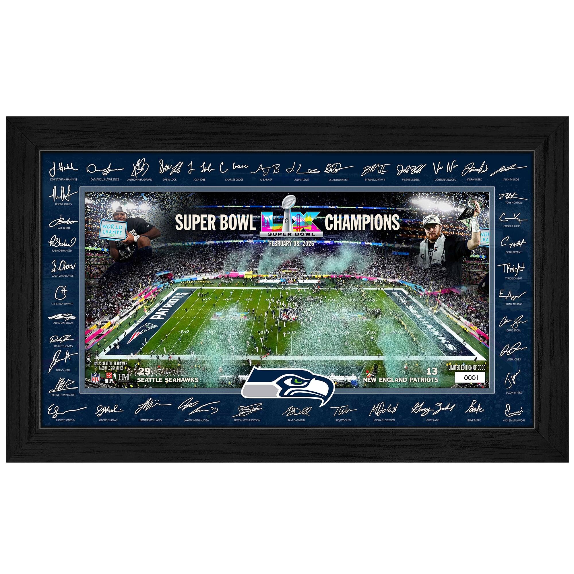 Seattle Seahawks Super Bowl LX Champions 12" x 20" Signature Frame