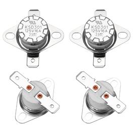Unique Bargains - 4pcs KSD301 Thermostat 230°C/446°F 16A Normally Closed N.C Adjust Snap Disc Temperature Switch Ceramic - Silver