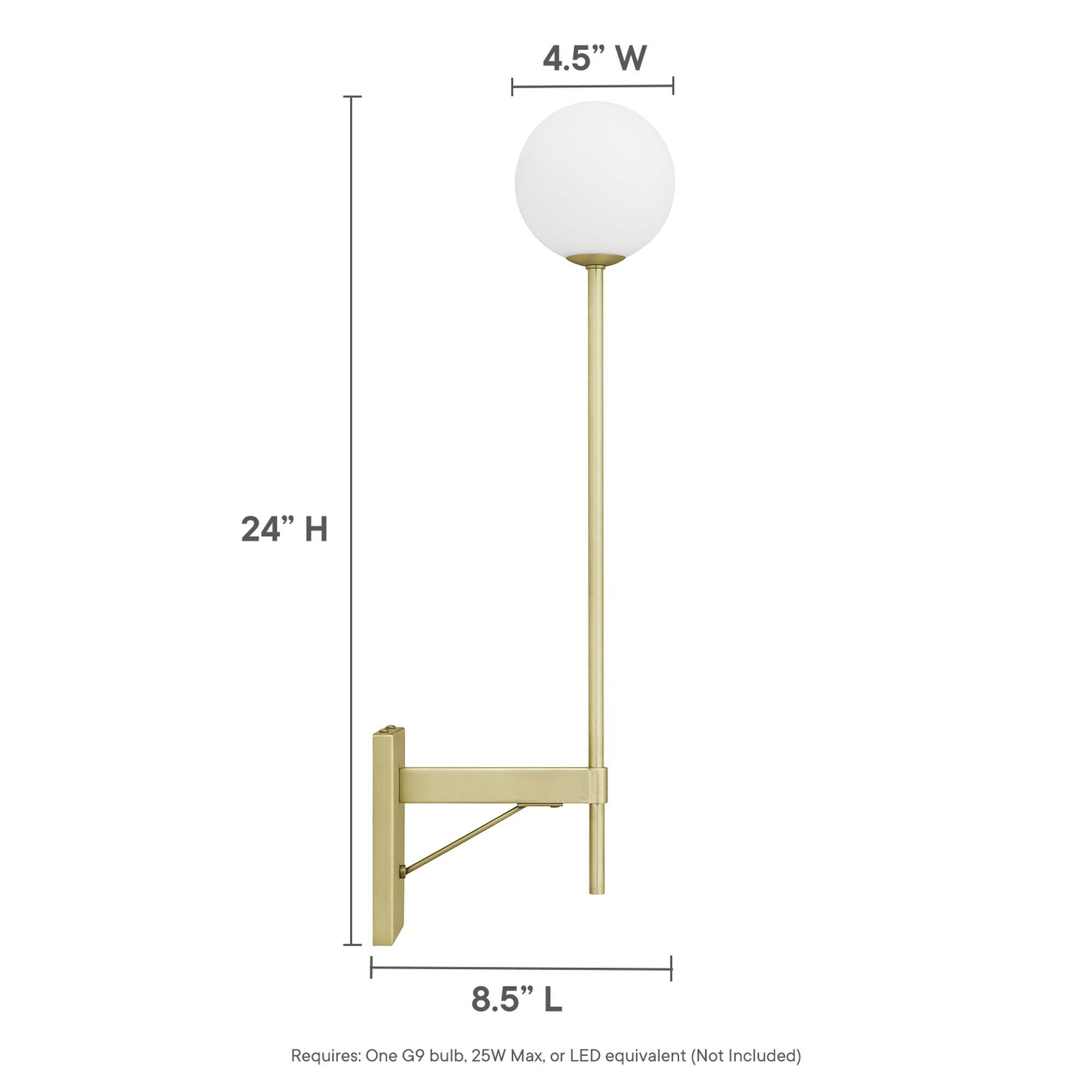4.5" W  
24" H  
8.5" L  

Requires: One G9 bulb, 25W Max. or LED equivalent (Not Included)