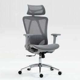 Kadyn - High Back Mesh Office Chair, 3D Adjustable Armrests, Breathable Ergonomic Design, 360° Swivel - Gray