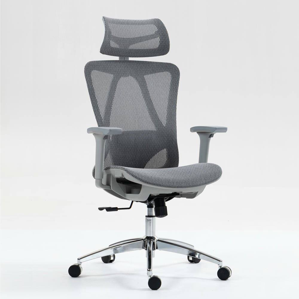 Front. Kadyn - High Back Mesh Office Chair, 3D Adjustable Armrests, Breathable Ergonomic Design, 360° Swivel, Gray - Gray.