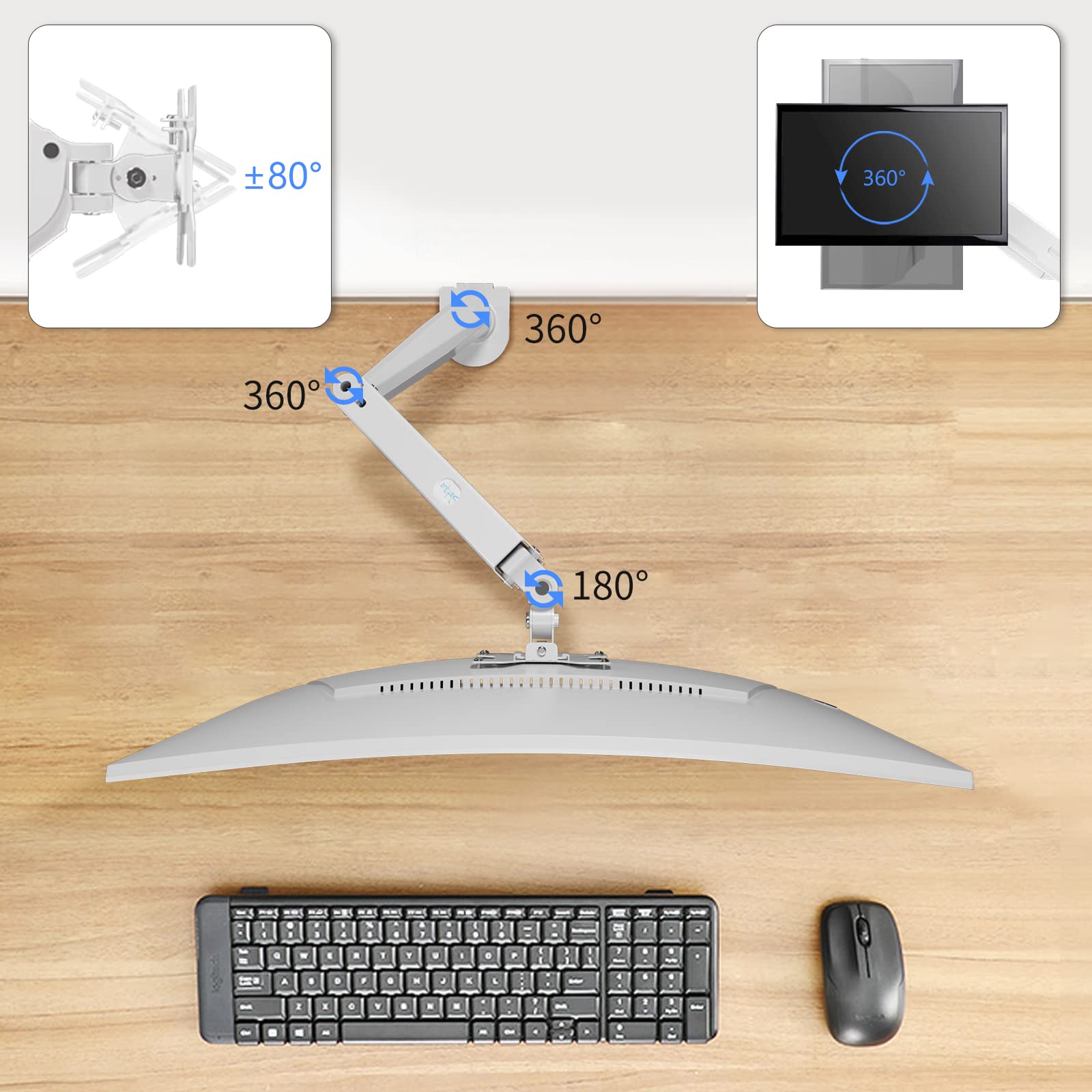 Hirose Alice Gas Spring Monitor Arm 32 Inch Adjustable Single Desk ...