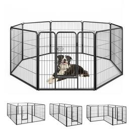 Gymax - Dog Playpen Indoor Outdoor 8 Panel 32'' Height Pet Fence for Puppy w/ Door