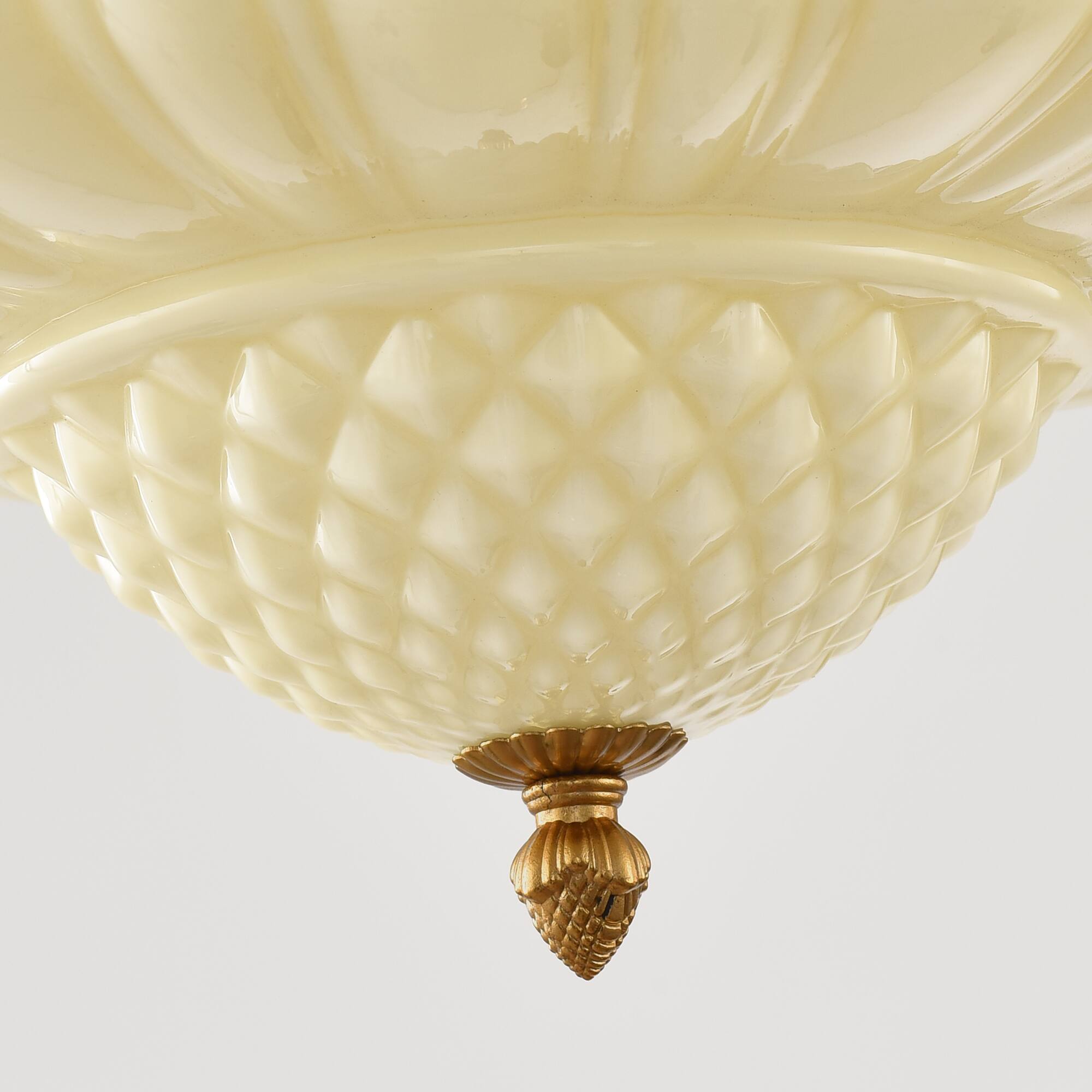 Alt View 6. Parrot Uncle - 13-Inch Vintage White Ribbed Opal Glass 3-Light Schoolhouse Pendant Ceiling Light - Gold.