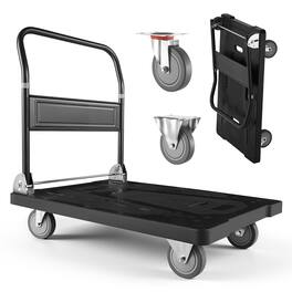 VEVOR - Foldable Push Cart Dolly, 1000 lbs Capacity, Folding Platform Truck with Swivel Wheels, Moving Platform Hand Truck - Black