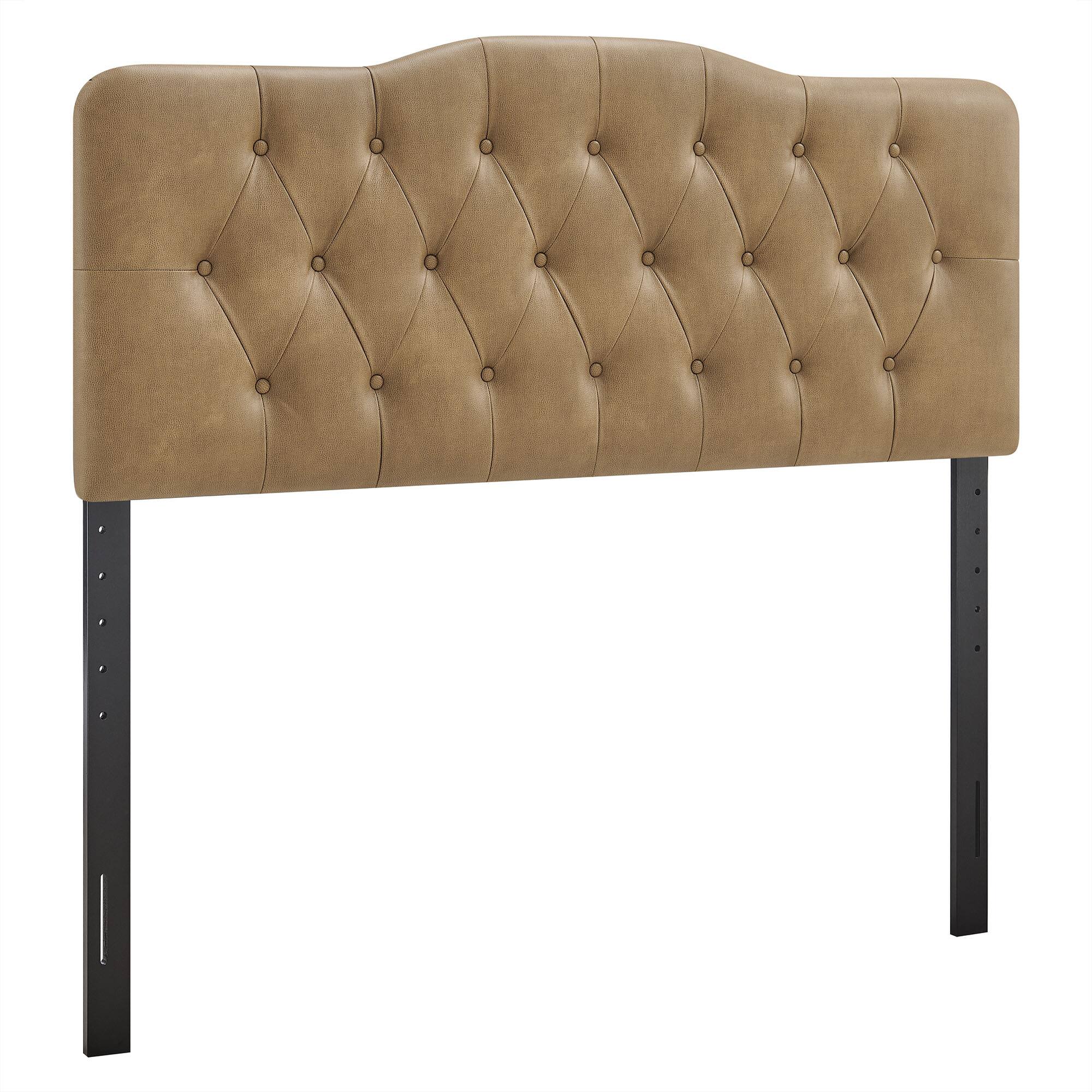 Angle. Modway - Annabel Faux Leather Queen Headboard by Modway - Toast.