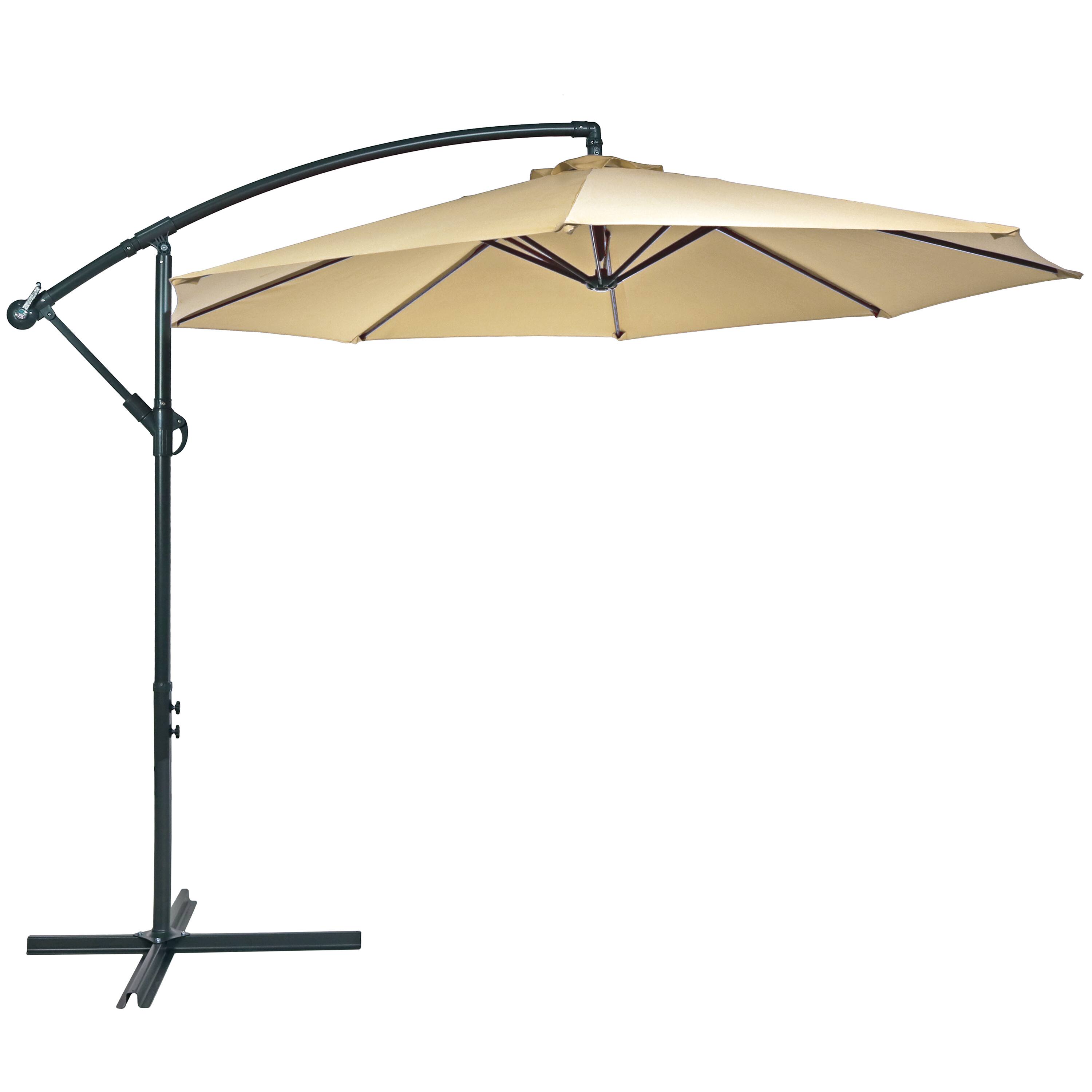 Sunnydaze - 10 ft Cantilever Offset Steel Patio Umbrella with Crank - Beige