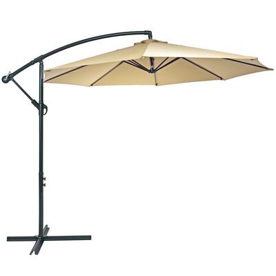 best buy 10 foot patio umbrellas Choice Products 10ft Offset Cantilever Hanging Market Umbrella, 8 Sturdy Ribs, Easy Adjustment With Steel Base Opening Mechanism Sunnydaze - 10 ft Cantilever