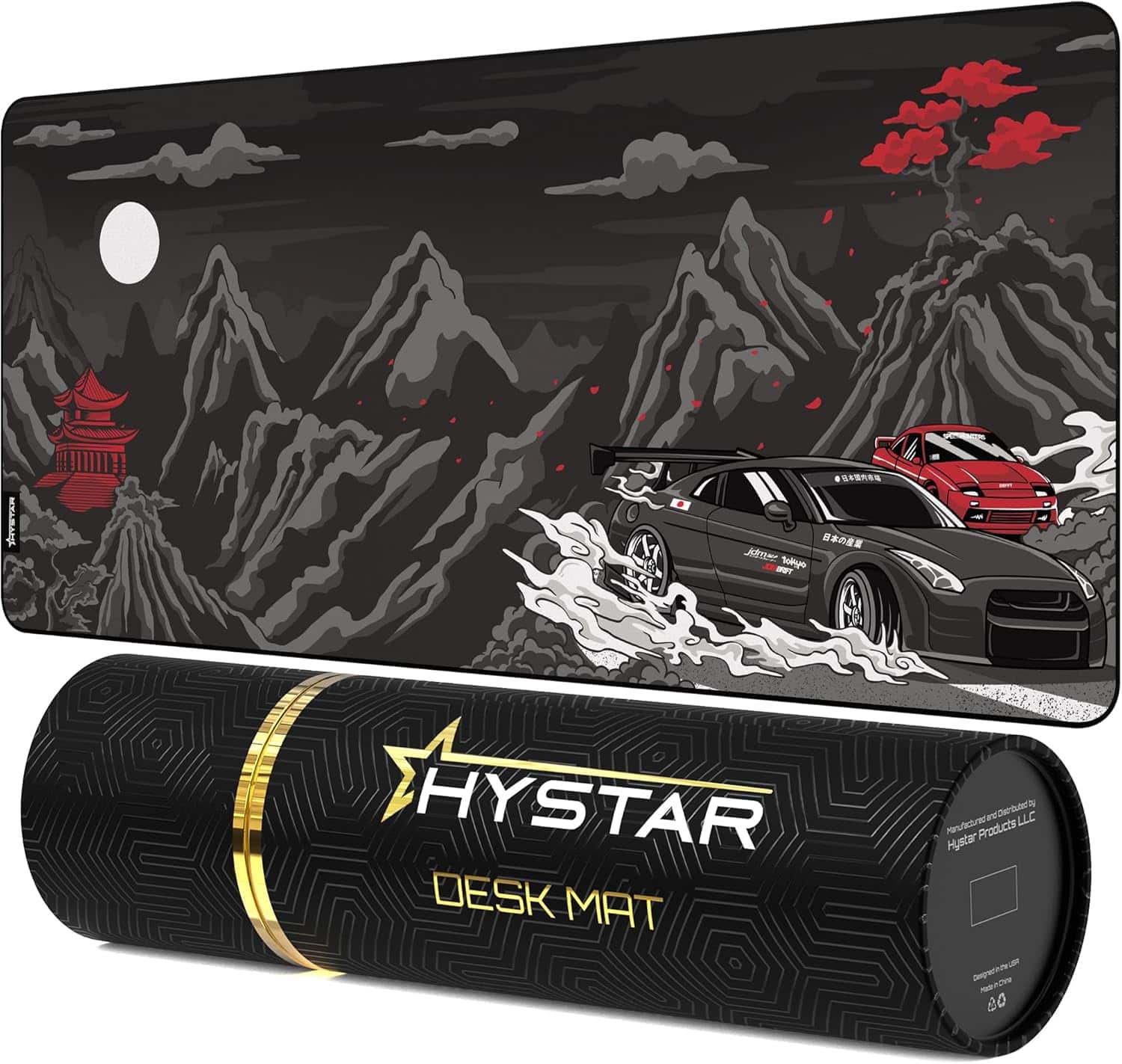 Hystar - Extended Gaming Mouse Pad | XXL 36" x 16" | 5mm Thick, Waterproof Surface, Polyester Fabric, and Rubber Base | Drift - Black