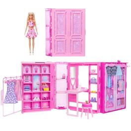 Barbie - Dream Closet & Dressing Room Playset 29-Piece Set with Doll Vanity Clothing Racks Accessories Ages 3+ - Pink