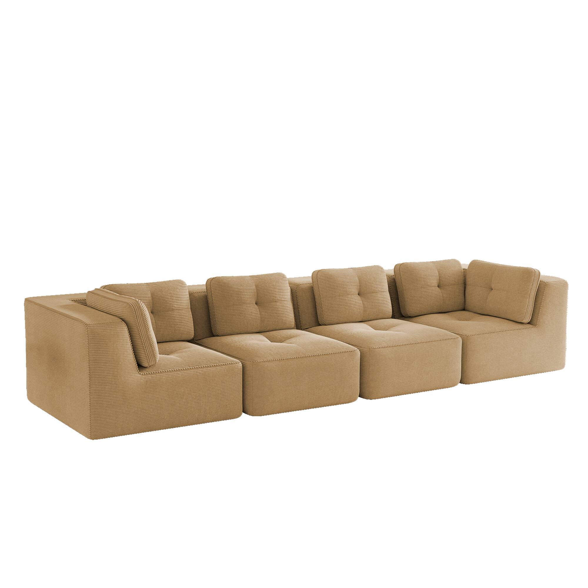 Alt View 1. LOVMOR - Modular Deep Seat No Assembly 4 Seater Corduroy Sectional Couch Compressed Pack Anti Slip Tufted For Soft Home - Camel.