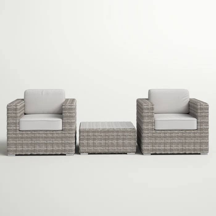 Alt View 2. Siljoy - Fully Assembled Rattan Wicker 2-Person Seating Set with Cushions - Gray,Grey Mix.