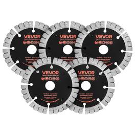 VEVOR - Diamond Blades 5 inch, 5-Pack Wall Chaser Saw Blade Cutting Blade, 0.79 in Arbor, High-Hardness Diamond Segments - Red