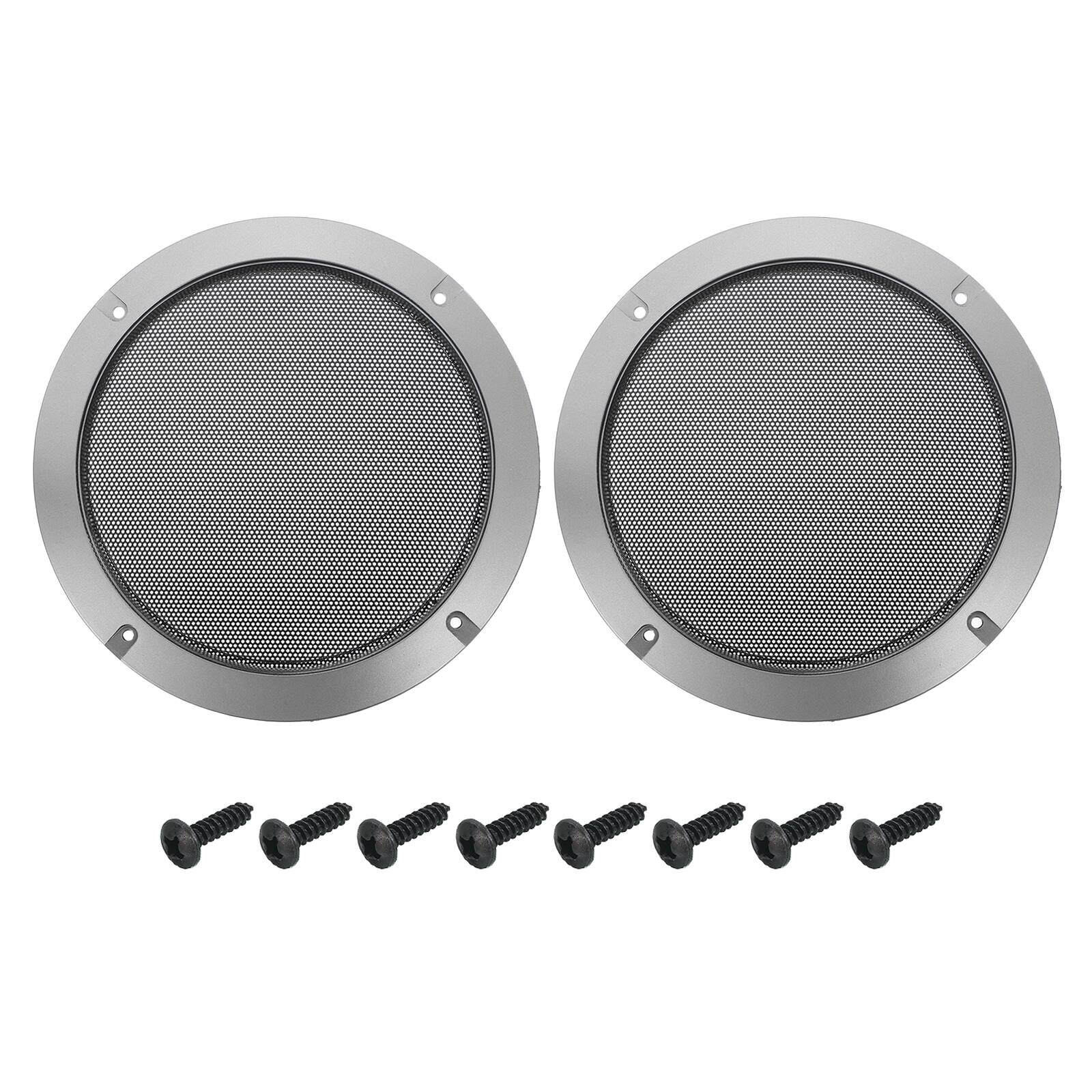 Front. Unique Bargains - 2pcs Speaker Grill Mesh Metal Woofer Guard Protector ABS Frame with Screws for Home Audio Car Speaker - Black.