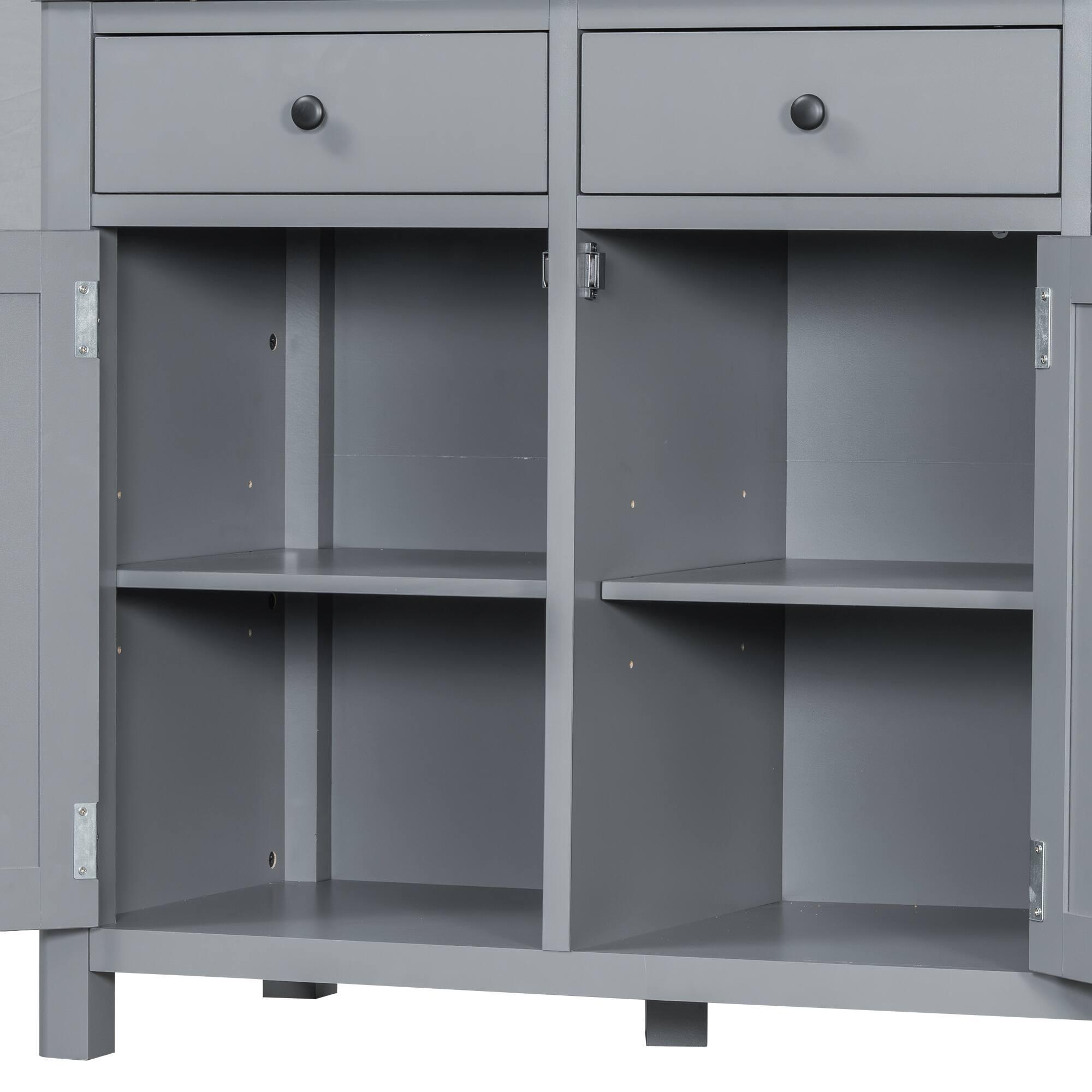 Alt View 9. Forest'nSky - 74.8" Tall Kitchen Pantry, 53" Wide Large Storage Cabinet with Drawers & Pull-Out Trays, Gray - Gray.