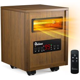 DR. INFRARED HEATER - DR-123 Indoor Portable Space Heater with Remote, 1500W Dual Heating, Quiet, Thermostat, Timer, 4-Wheel Mobility - Coffee