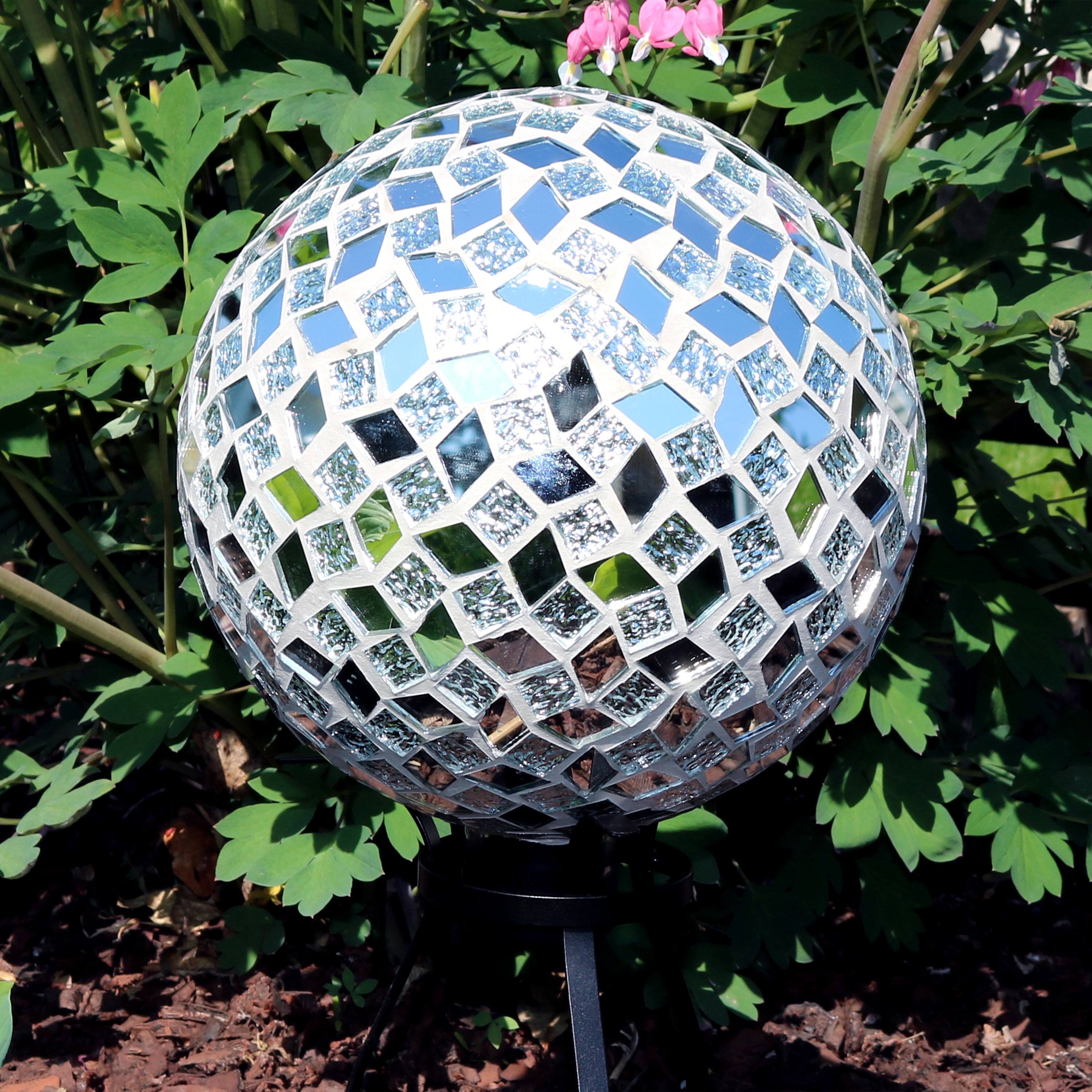 Alt View 5. Sunnydaze - Mosaic Gazing Globe - 10 in - Set of 2 - Mirrored Diamond.