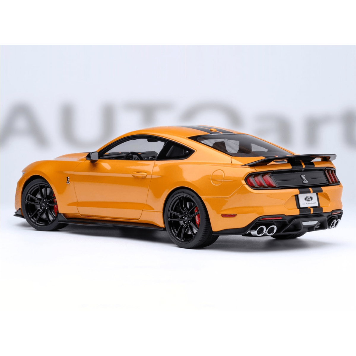 Alt View 9. Autoart - Ford Mustang Shelby GT500 Cyber Orange Metallic with Black Stripes 1/18 Model Car by Autoart.