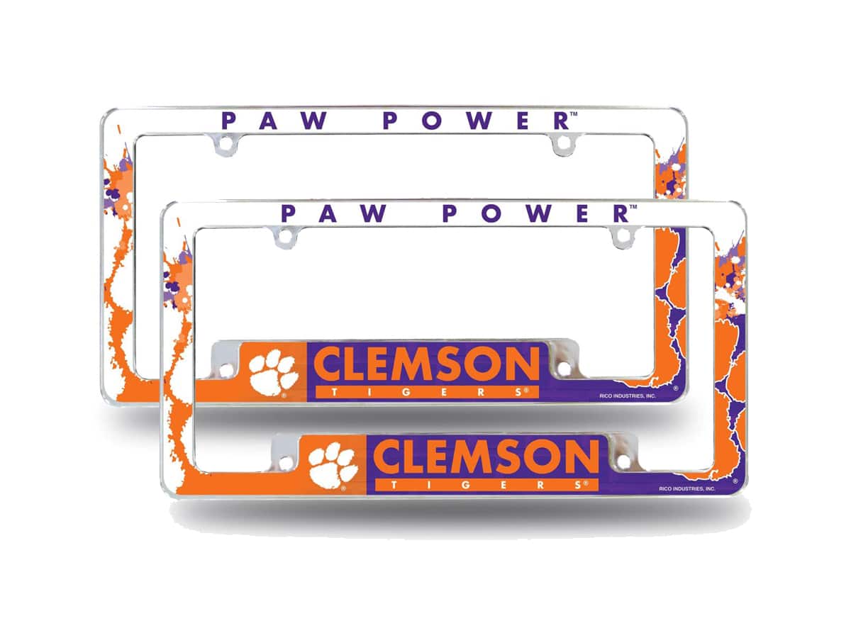 Rico Industries - Clemson Tigers - Paw Power - License Plate Frame - Set of 2 Frames - Multi