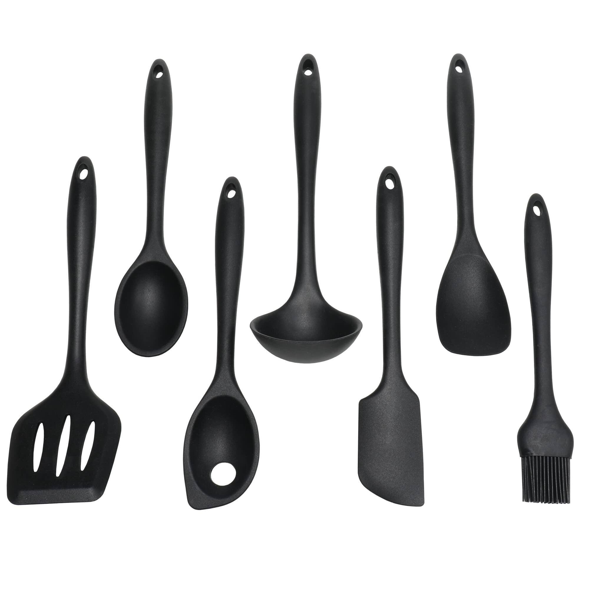 Front. Chef Craft - 7 Piece Premium Silicone Kitchen Tool and Utensil Set - Black - Black.
