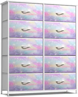 Sorbus - Dresser with 10 Drawers - Storage Unit Organizer Chest for Clothes - Bedroom, Room, Nursery, & Closet - Tie dye pastel