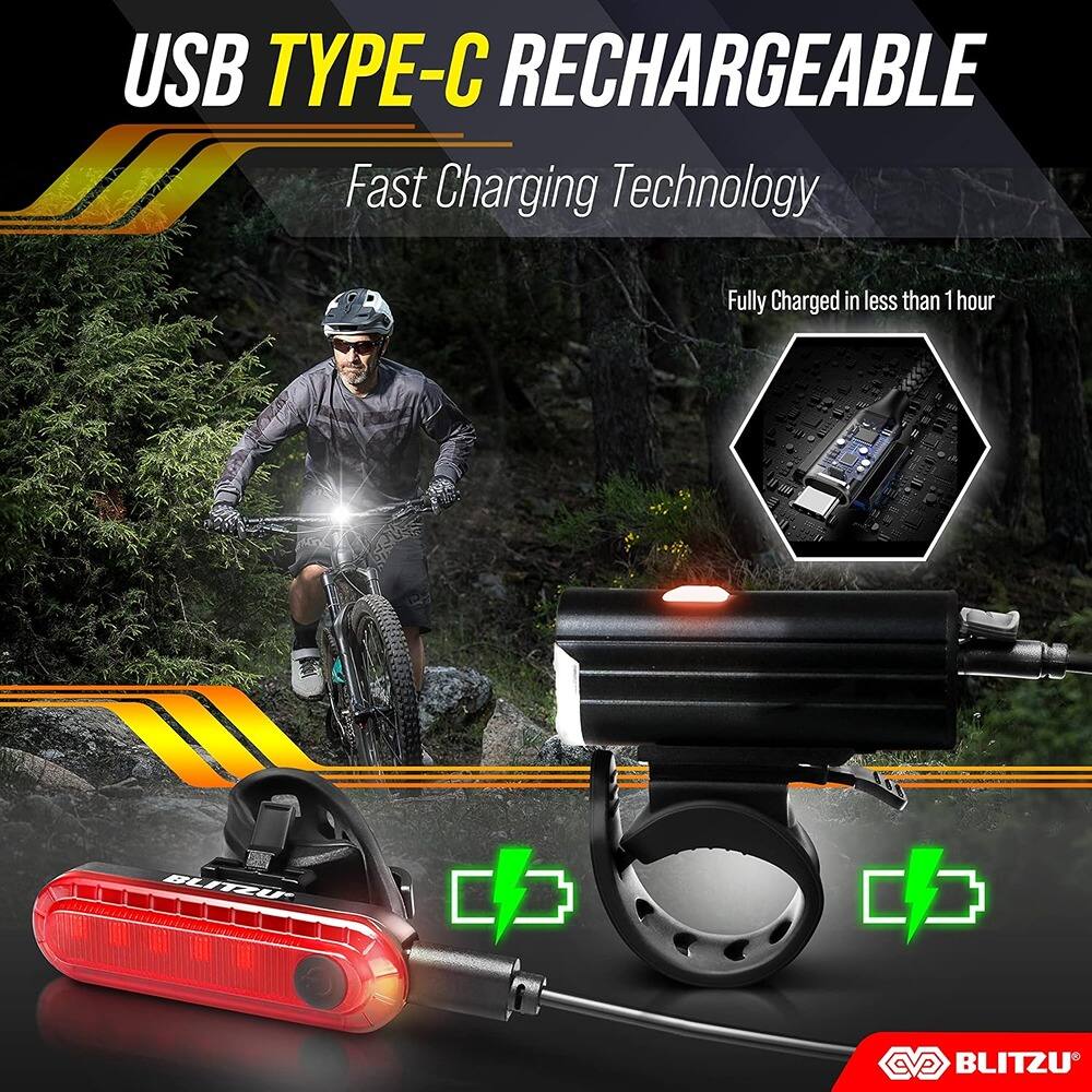 USB TYPE-C RECHARGEABLE  
Fast Charging Technology  
Fully Charged in less than 1 hour  

BLITZU