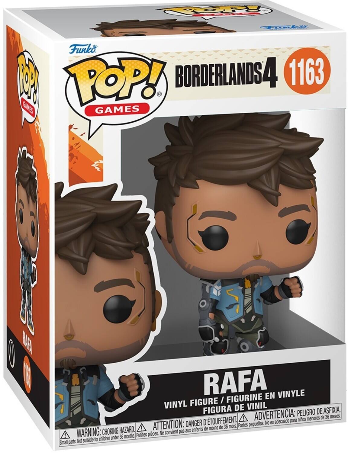 TOP Tiale Funko. 1 POP! BORDERLANDS4 1163 GAMES GAMES BAFA  RAFA EN VINYLE FIGURE I FIGURINE VINYL DE VINIL FIGURA ADVERTENCIA: PELIGRO DE ASFIXIA, menores de 36 meses. D'TOUFFEMENT. adecuado para nios DANGER pequeas. No es HAZARD. ATTENTION: aux enfants de moins de 36 mois Partes WARNING: CHOKING Petites pieces. Ne convient pas children under 36 months. Not suitable for Smal parts