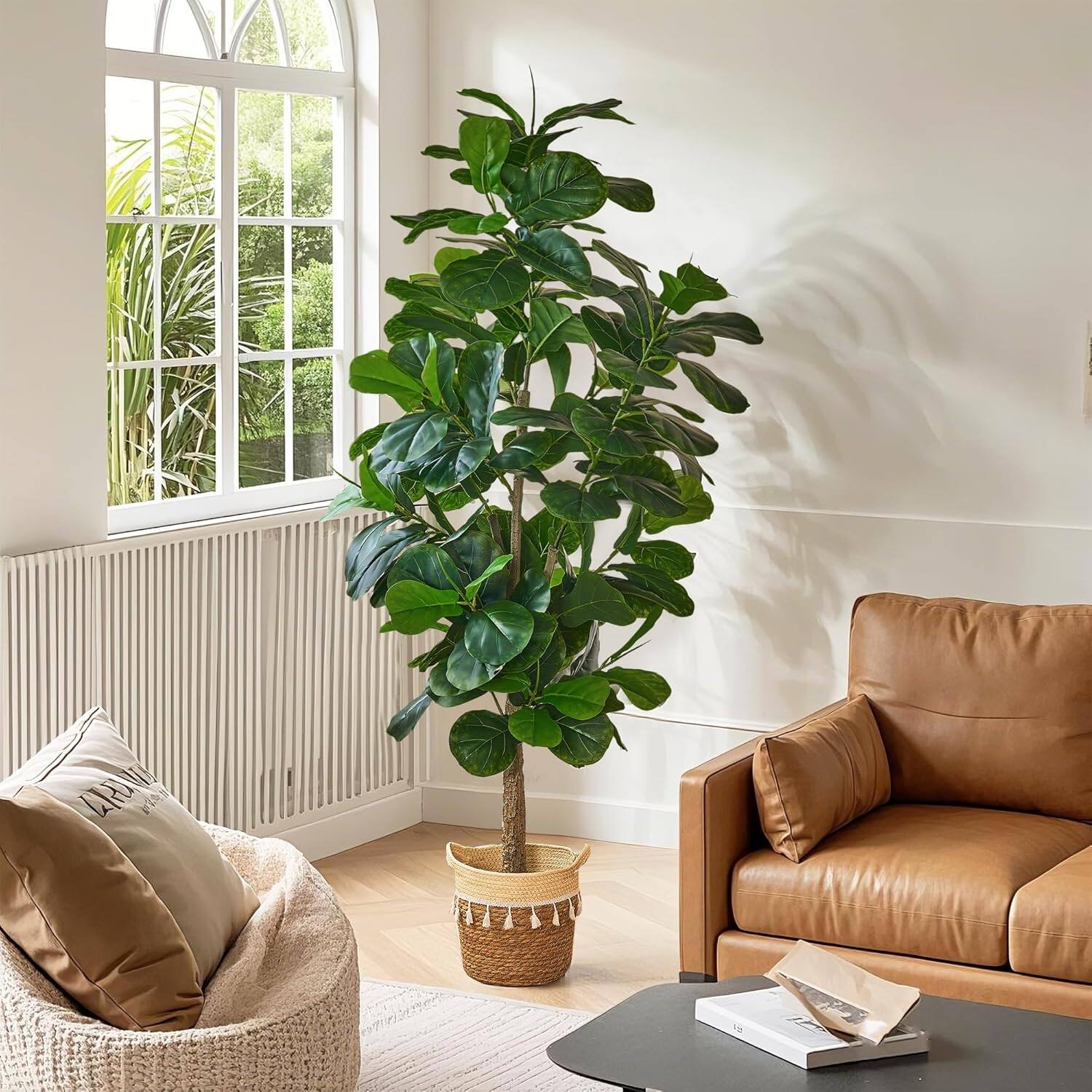 Alt View 1. Vecelo - 5.9ft Artificial Monstera Plant with Real-Touch Leaves, Adjustable Branches & Durable Pot for Home Decor - Green.