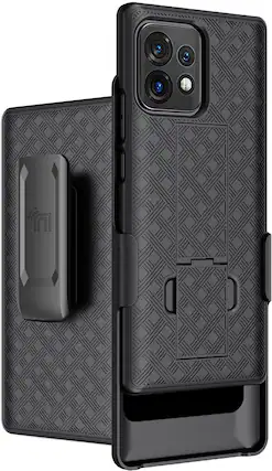 Front. Nakedcellphone - Case with Stand and Belt Clip Holster for Motorola Edge Plus 5G (2023) - Black.