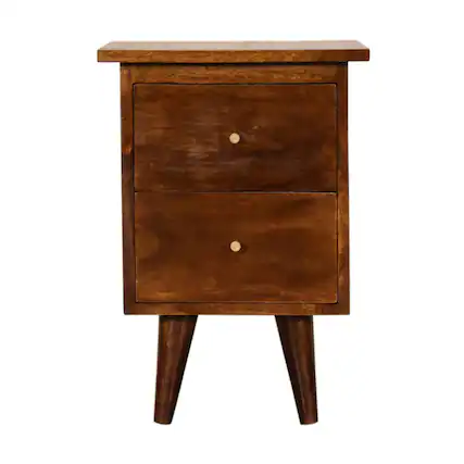 Front. Artisan Furniture - Artisan Furniture Solid Wood Chestnut Nightstand, 2 Drawers, Brown - Chestnut.