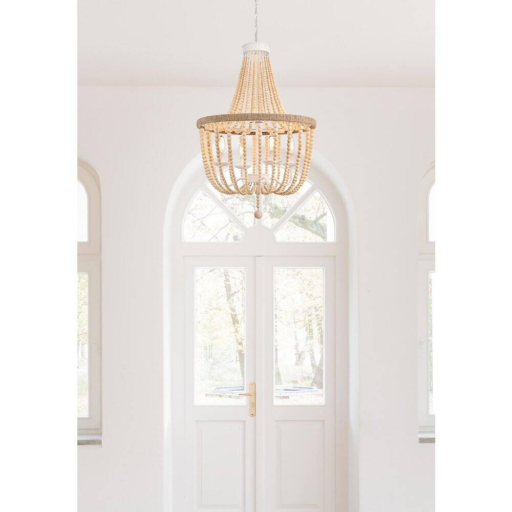 Alt View 4. Living District - Jolie 20 Inch Beaded Pendant In Beige - Beige.