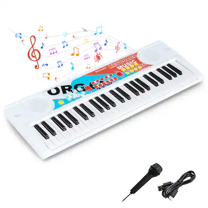 Sure, here is the corrected and grouped text from the image:
**Electronic Music Keyboard**
**ORG**
**MUSIC**
**KEYBOARD**
