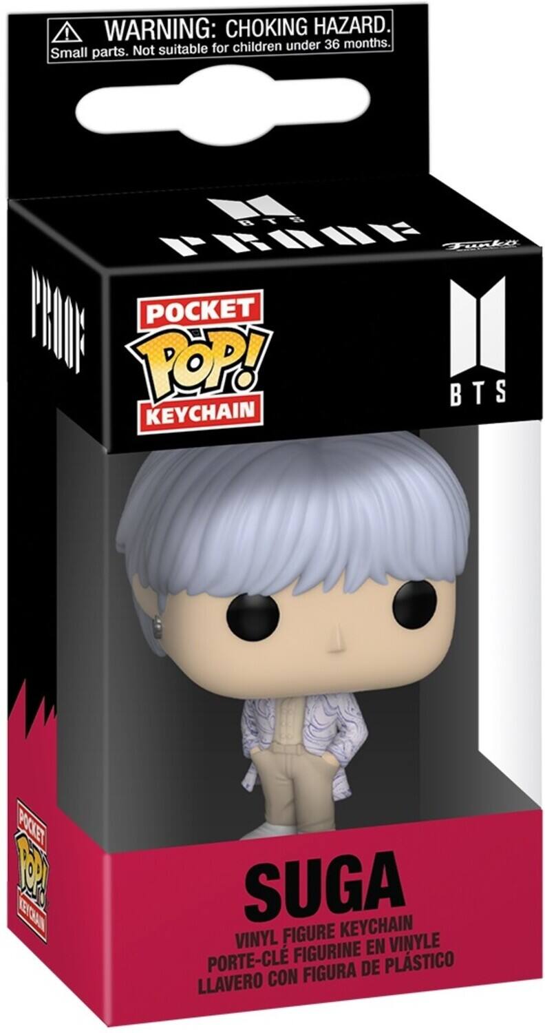 ! WARNING: CHOKING HAZARD. Small parts. Not suitable for children under 36 months. BTS TRUUE Funko POCKET POP! BTS KEYCHAIN POCKET POP! BTS SUGA FIGURE KEYCHAIN VINYL EN VINYLE PORTE-CLÉ FIGURINE EN PLASTICO FIGURA DE LLAVERO CON