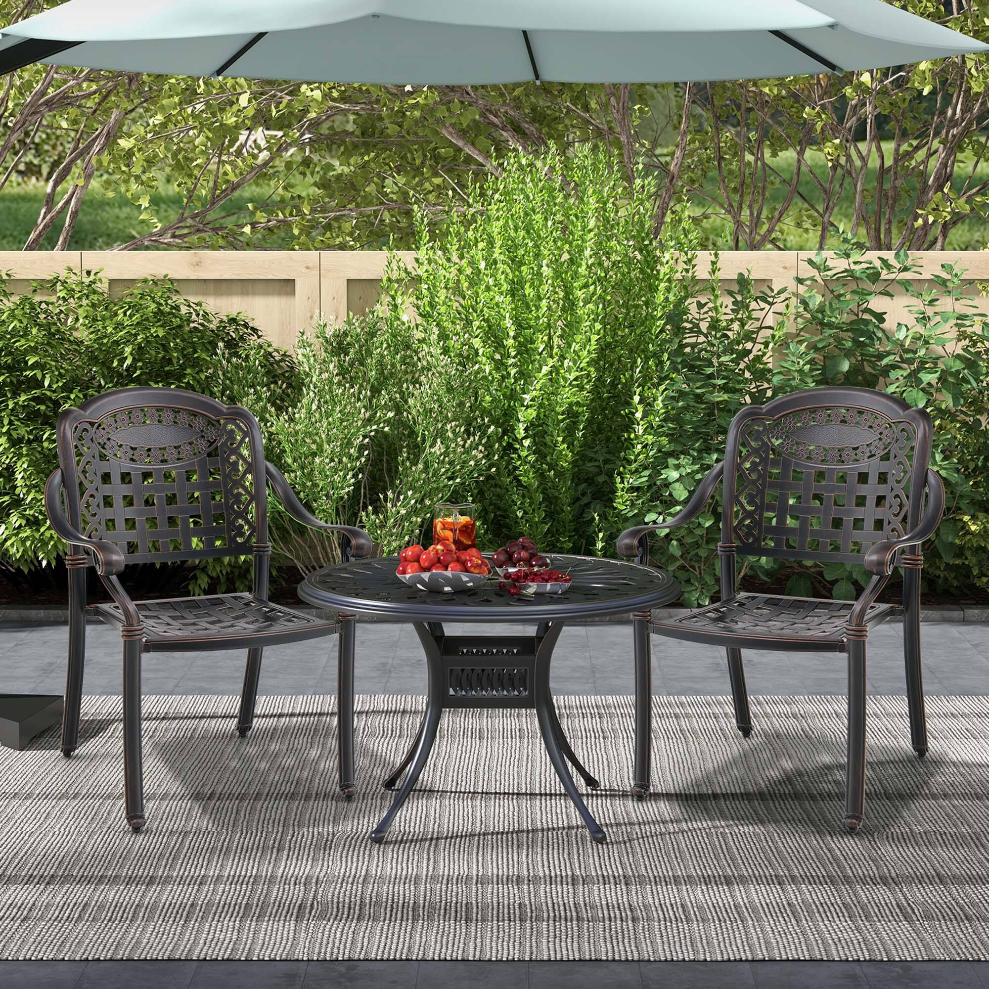 Alt View 2. Costway - Costway 2pcs Patio Cast Aluminum Armrest Chairs Dining Stackable Outdoor Bronze - Bronze.