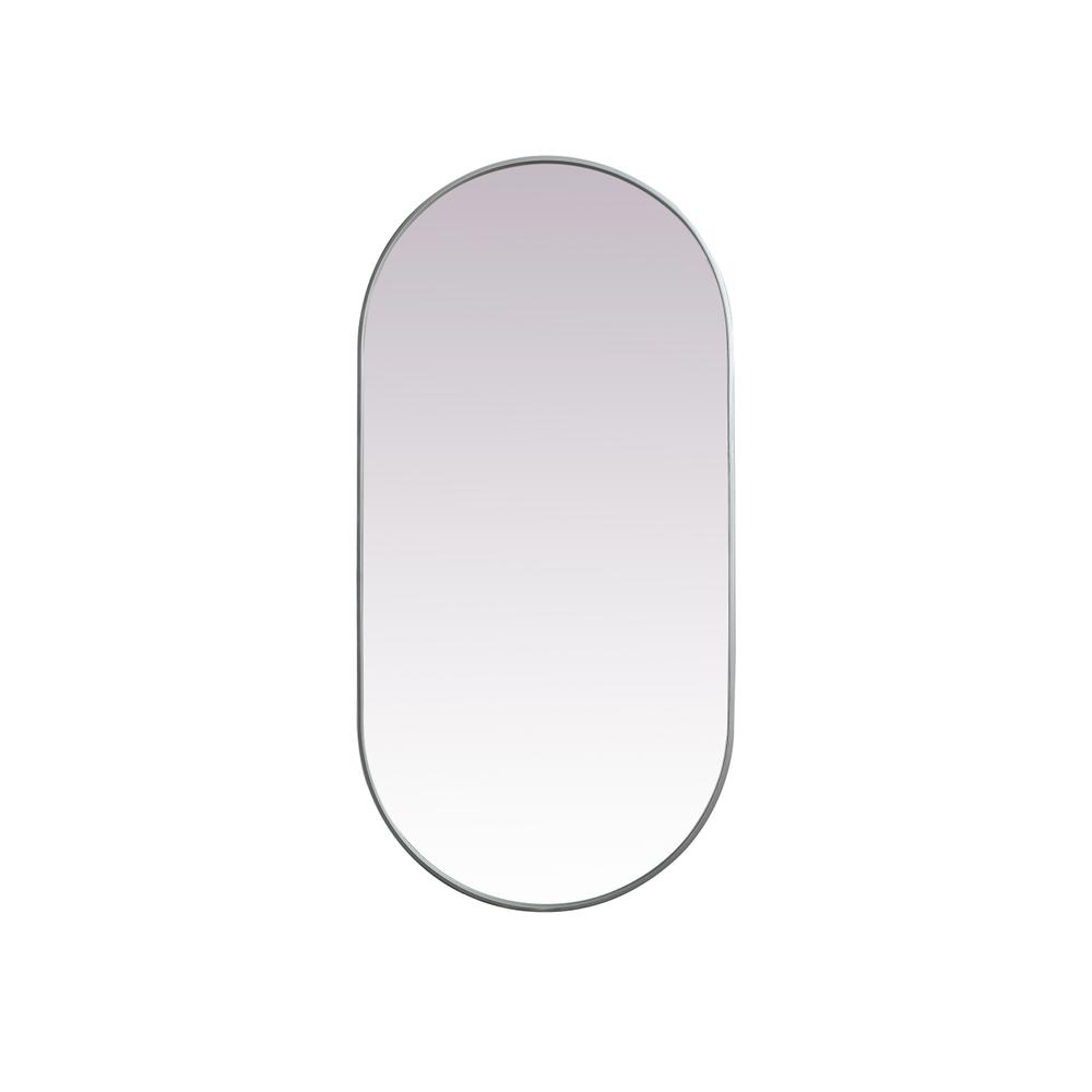 Alt View 7. Elegant Decor - Metal Frame Oval Mirror 30x60 Inch in Silver - Silver.