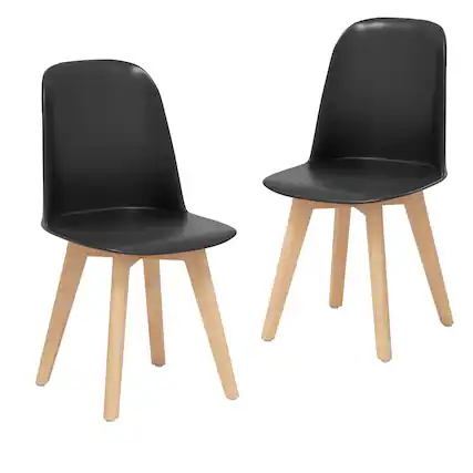 Front. Gymax - Gymax Modern Dining Chairs Set of 2 Armless Kitchen Chairs 330 LBS Load Capacity Black - Black.