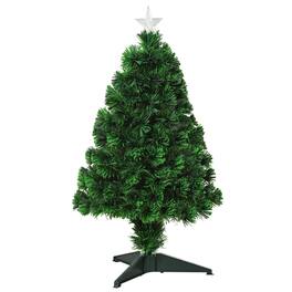 BreeBe - 2.5ft Tall Pre-Lit Douglas Fir Tabletop Artificial Christmas Tree with Realistic Branches - Green