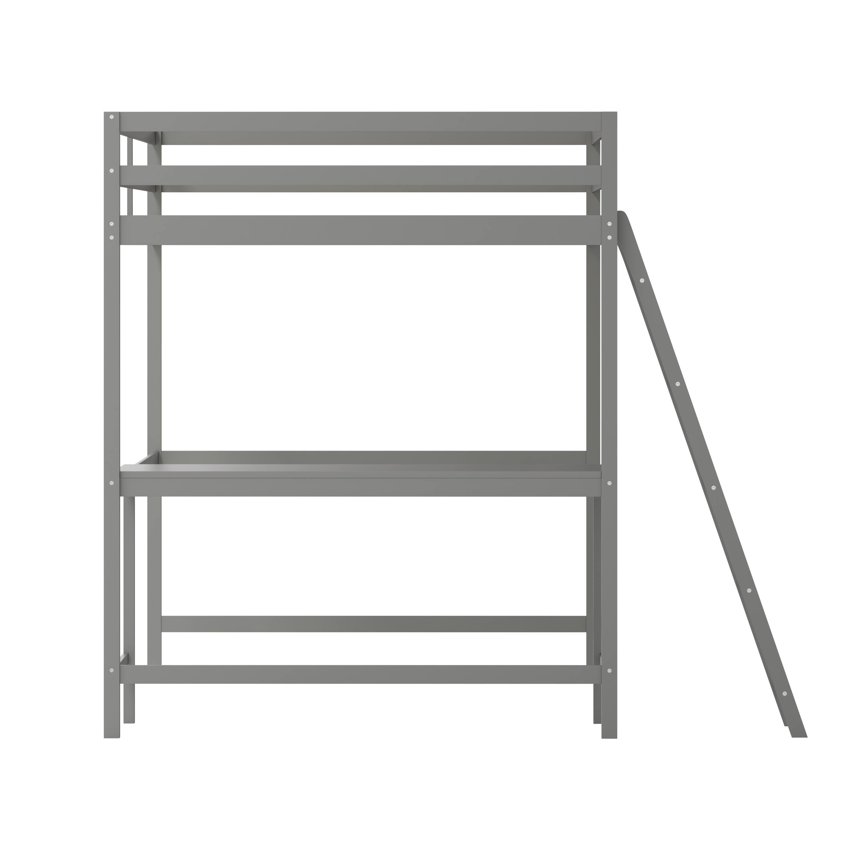 Alt View 8. Emma + Oliver - Wooden Loft Bed Frame with Integrated Desk and Ladder - Light Gray.