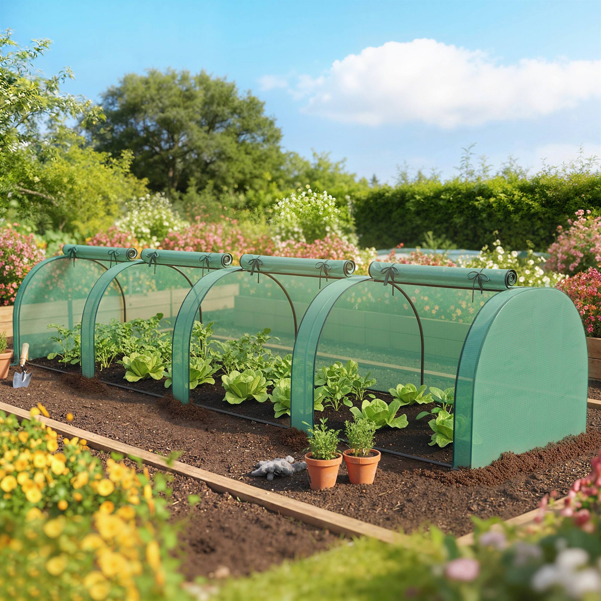 Alt View 1. Outsunny - Greenhouse, Portable Greenhouse with 4 Roll-Up Doors, PE Cover.
