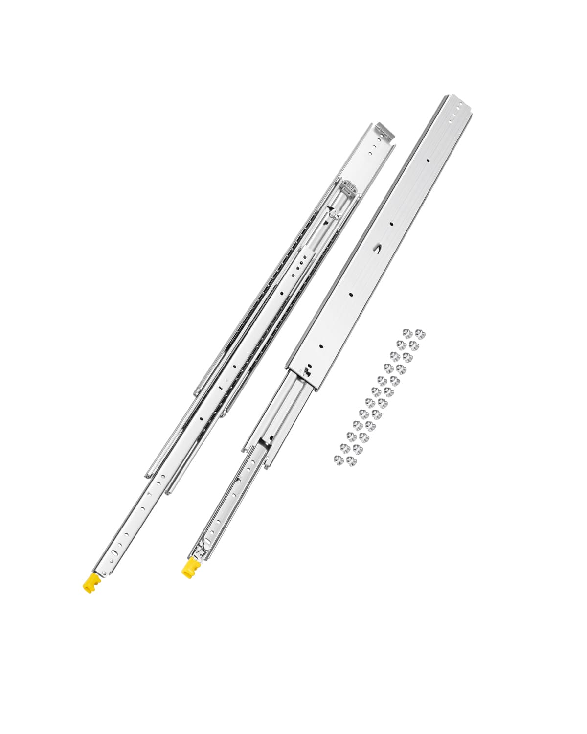 VEVOR - 1 Pair Full Extension Drawer Slides 18 20 22 28 30 32 36 38 40 44 48 52 56 60 in, 500 lbs Load Capacity Locking Drawer - Silver